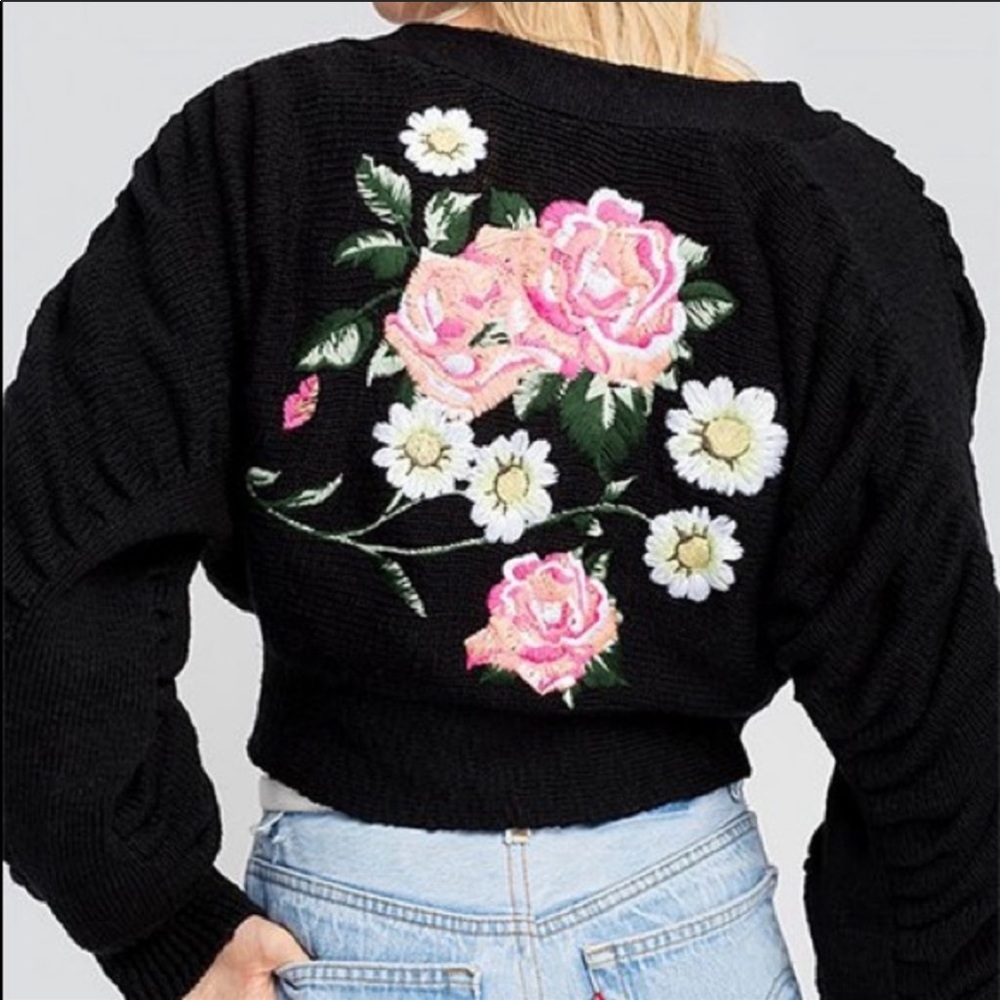 Wild fox floral crop cardigan